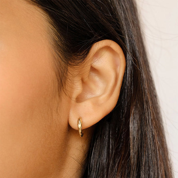 FE1394 925 Sterling Silver Gold Hoop Earrings