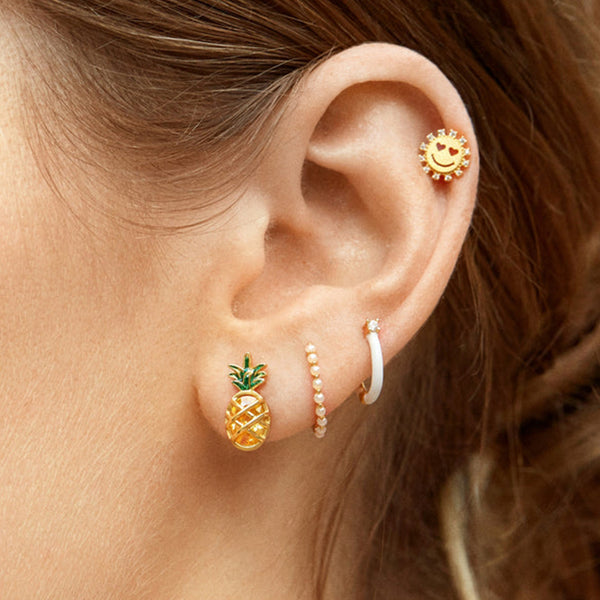 PE0014 Classic Freshwater Pearl Women Huggie Hoop Earrings