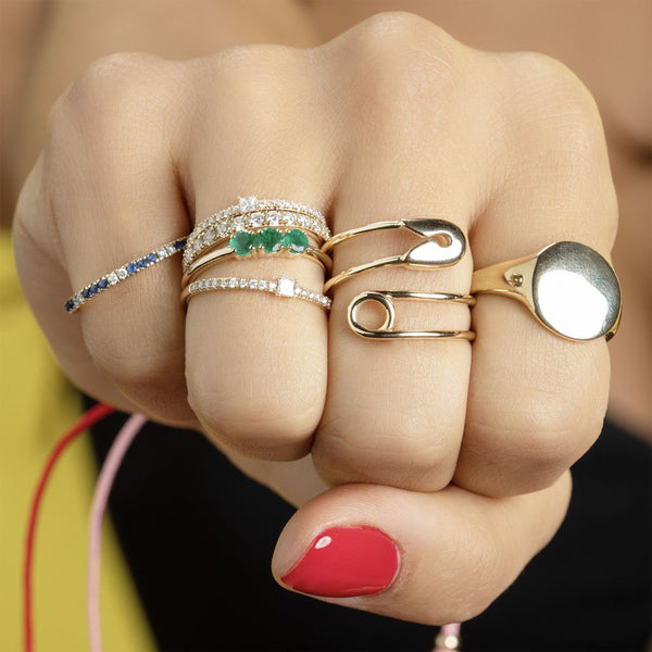 FJ0438 925 Sterling Silver Safety Pin Ring