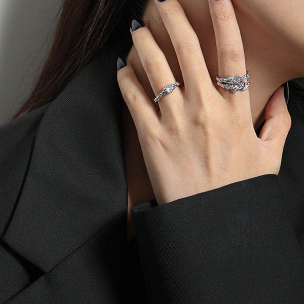 S925 RHJ1021 Zirconia Adjustable Ring