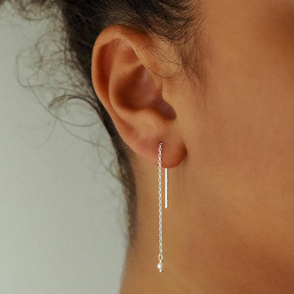 FE1400 925 Sterling Silver High Quality Thread Earrings