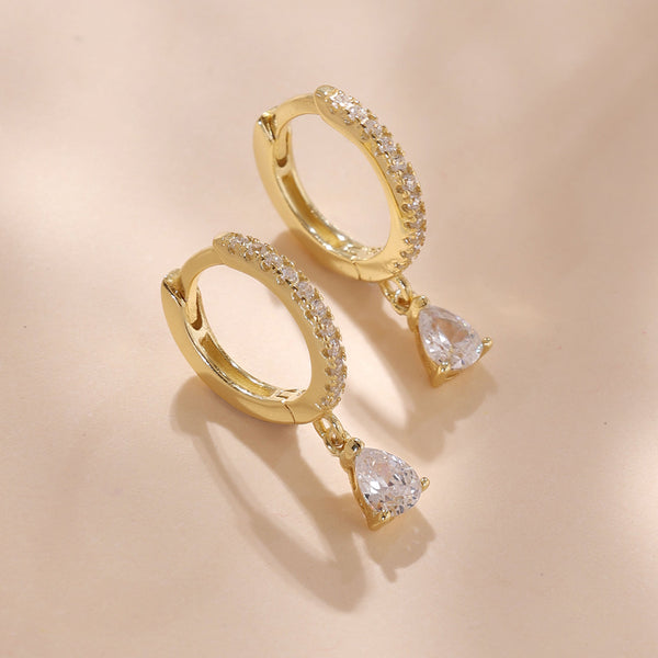 YHE0246 925 Sterling Silver Waterdrop Cubic Zirconia Dangle Earring