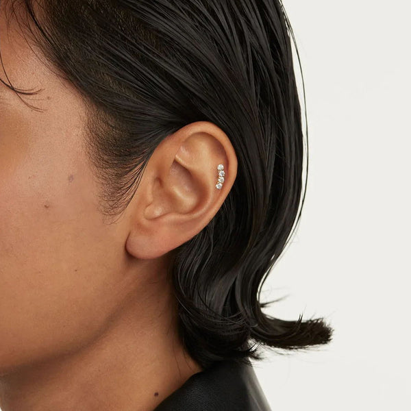 FE1925 925 Sterling Silver Horizontal Cubic Zirconia Mini Stud Earrings