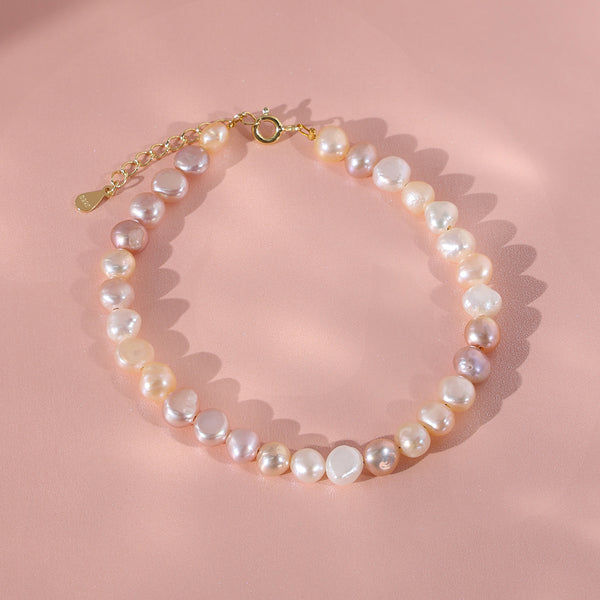 PB0020 925 Sterling Silver 5-6MM Freshwater Pearl Women Bracelet
