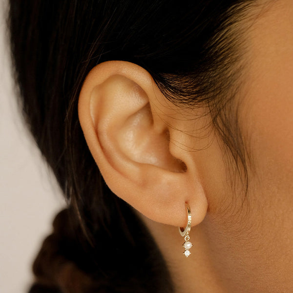 FE1905 925 Sterling Silver Freshwater Pearl CZ Women Earrings