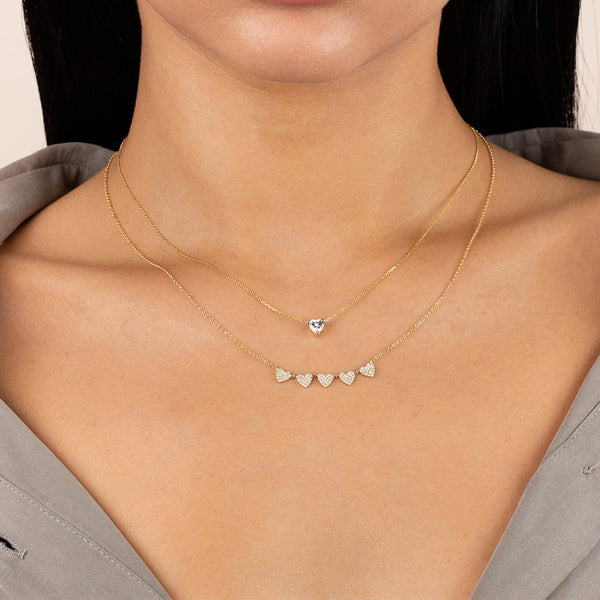 FX0717 925 Sterling Silver Cubic Zirconia Heart Necklace