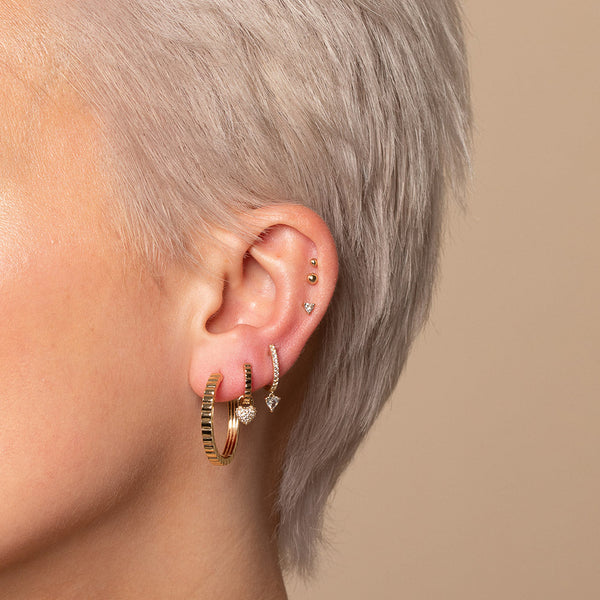 FE2013 925 Sterling Silver Heart Cubic Zirconia Drop Hoop Earrings