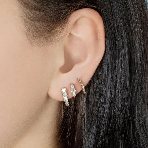 FE1016 925 Sterling Silver Zircon Bezel Huggie Earrings