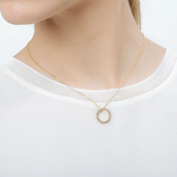 FX0403 925 Sterling Silver Zircon Circle Pendant Necklace