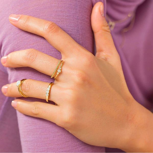 FJ0519 925 Sterling Silver Mini Gold Ball Ring