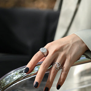 RHJ1060 925 Sterling Silver Texture Women Ring