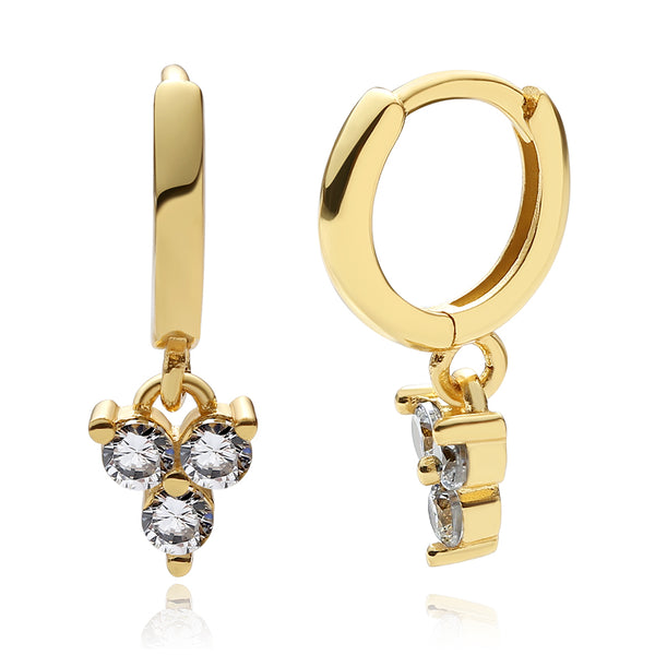 FE0028 Sparkly Lotus Huggies Earrings