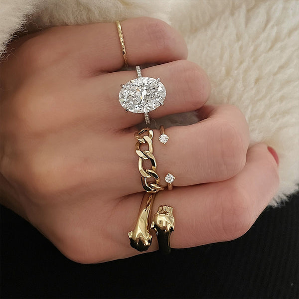 FJ0632 925 Sterling Silver Solid Link Ring