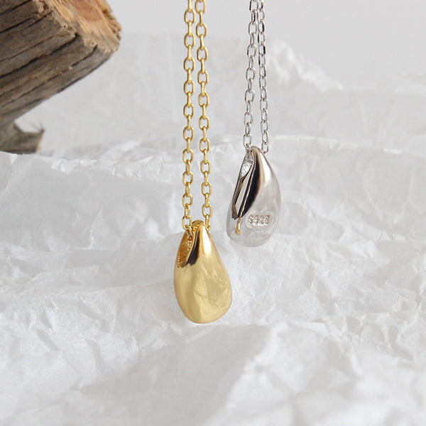 RHX1003 925 Sterling Silver Bean Bead Pendant Necklace