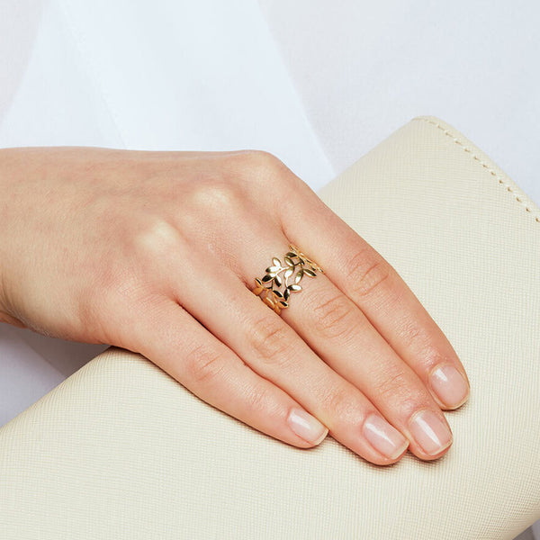 FJ0749 925 Sterling Silver Olive Leaf Ring