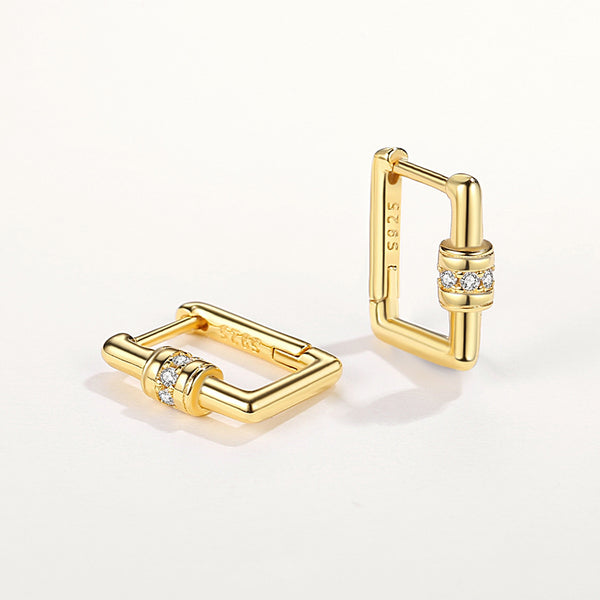 FE1879 925 Sterling Silver Carabiner Hoop earrings