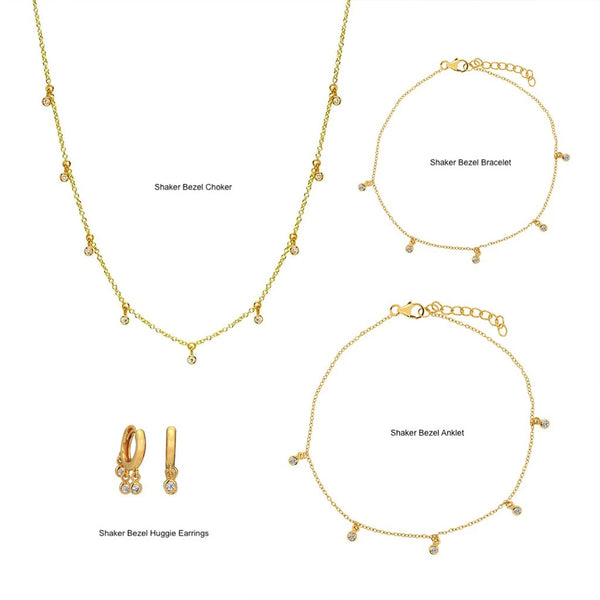 FA0002 925 Sterling Silver Shaker Bezel Anklet