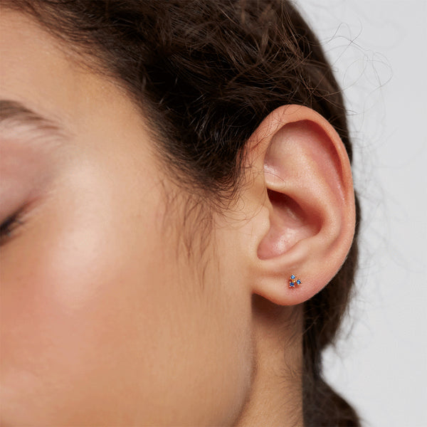 FE1194 925 Sterling Silver Triple Zircon Stud Earrings