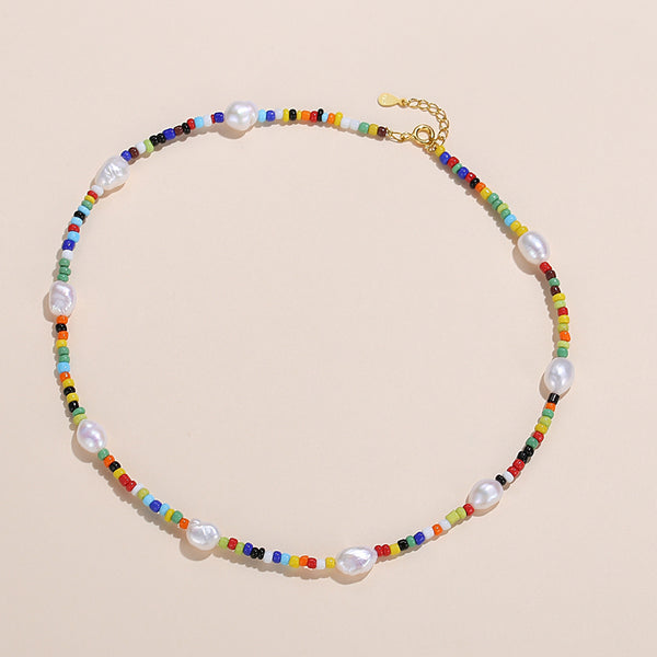 FX0719 925 Sterling Silver Freshwater Pearl Bead Necklace