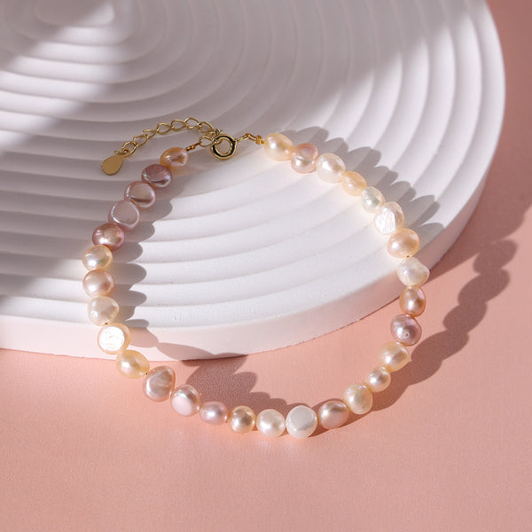PB0020 925 Sterling Silver 5-6MM Freshwater Pearl Women Bracelet