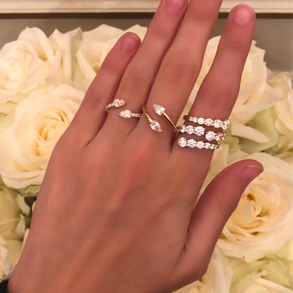 FJ0388 925 Sterling Silver Pear Zircon Claw Ring