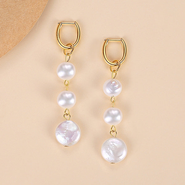 FE1709 925 Sterling Silver Freshwater Pearl Earrings