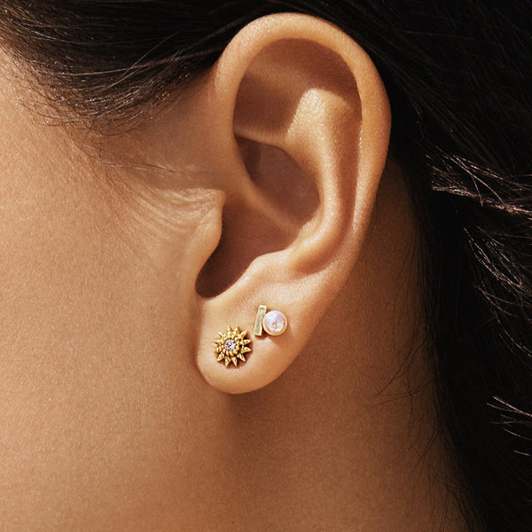 FE1742 925 Sterling Silver Freshwater Pearl Bar Stud Earring