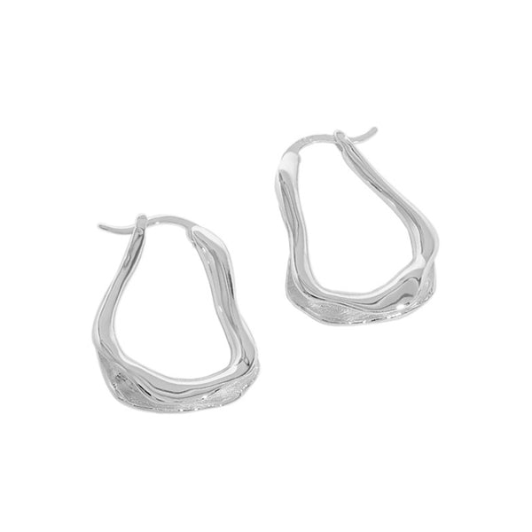 RHE1085 925 Sterling Silver Trendy Irregular Chunky Hoops Earring