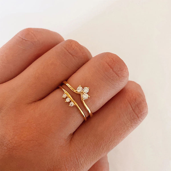 FJ0317 925 Sterling Silver Lotus Zircon Ring