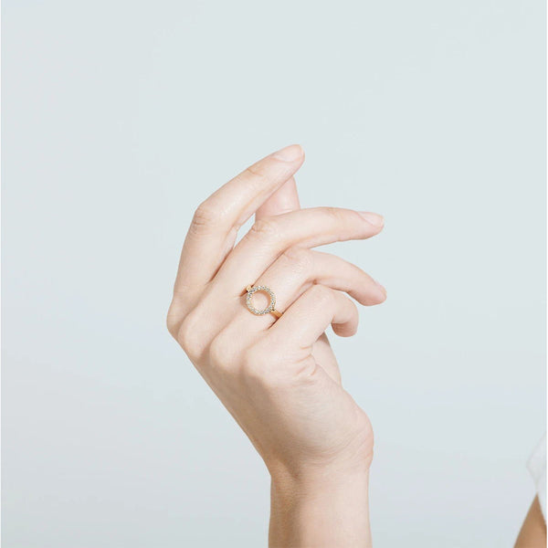 FJ0330 925 Sterling Silver Circle Zircon Ring