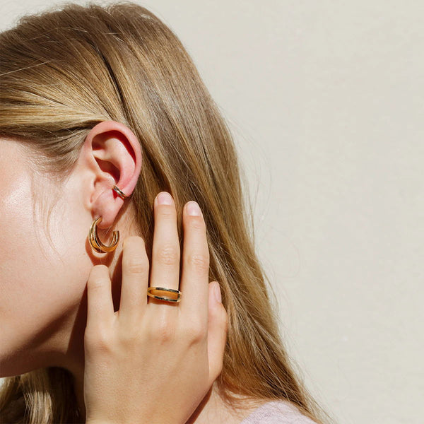 FJ0334 925 Sterling Silver Double Layered Ring