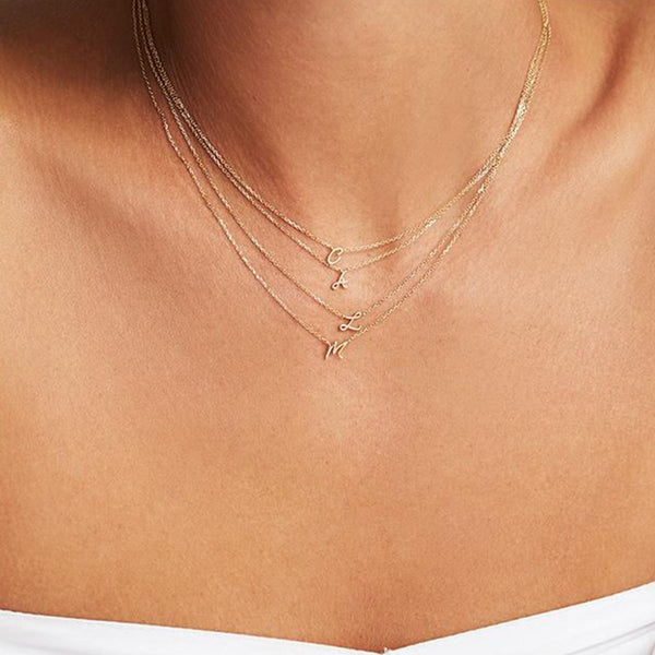 FX0542 925 Sterling Silver Letter Pendant Necklace