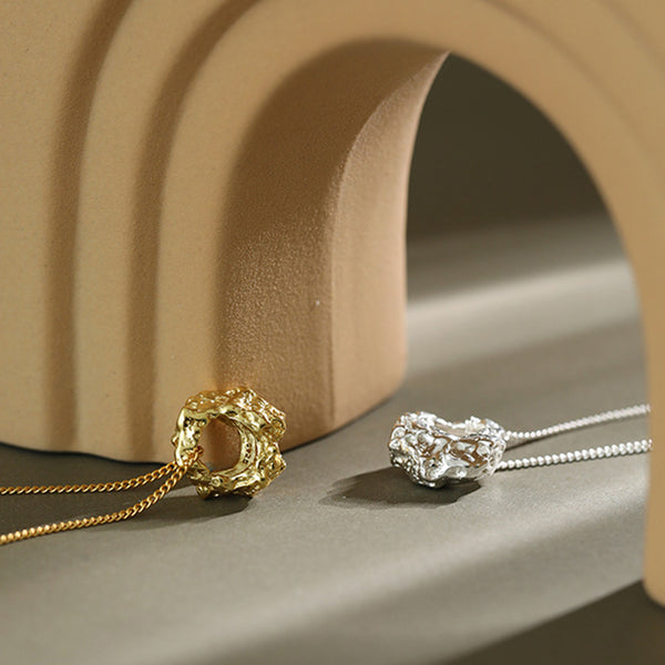 RHX1029 Hammered Irregular Geometry Necklace