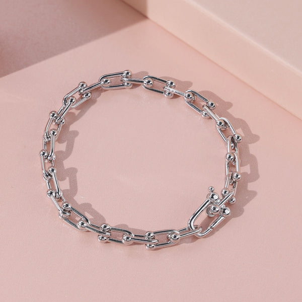 FS0299 925 Sterling Silver Hip Hop U Shape Link Bracelet