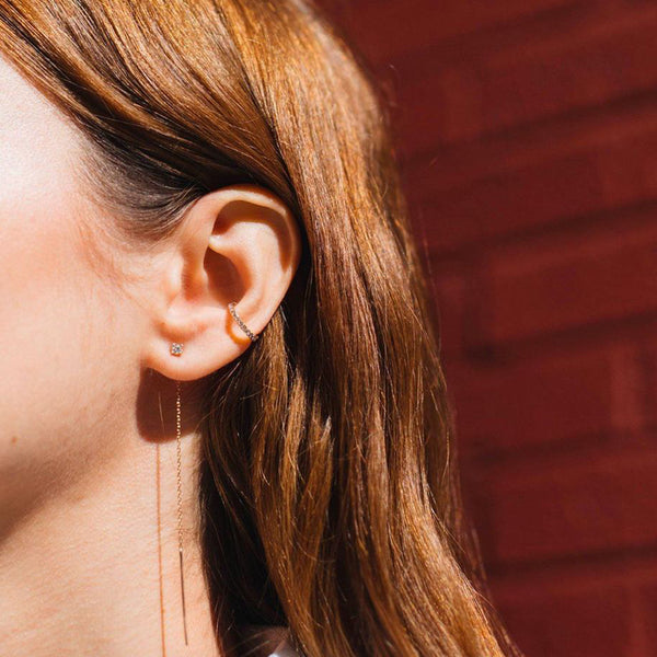 FE1410 925 Sterling Silver Pave Zircon Earrings Cuff