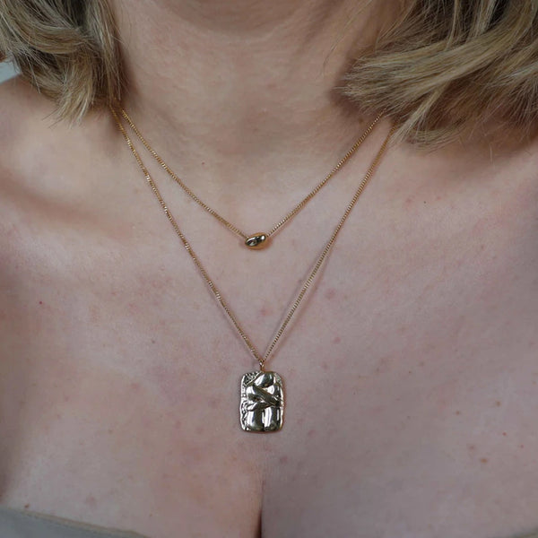 FX0514 925 Sterling Silver Molten Pendant Necklace in Gold