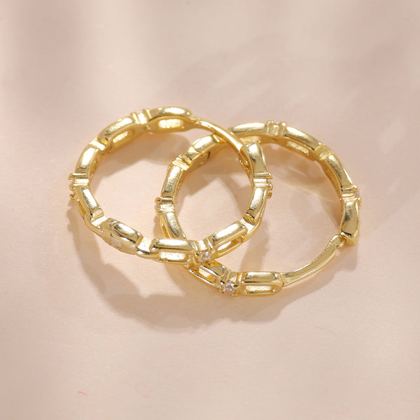 YHE0340 925 Sterling Silver Pave CZ Link Chain Hoop Earring