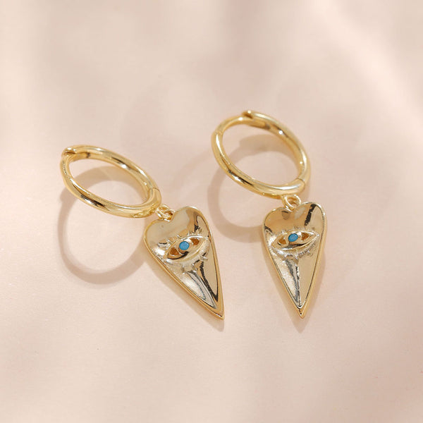 YHE0225 925 Sterling Silver Heart Evil Eye Dangle Earring