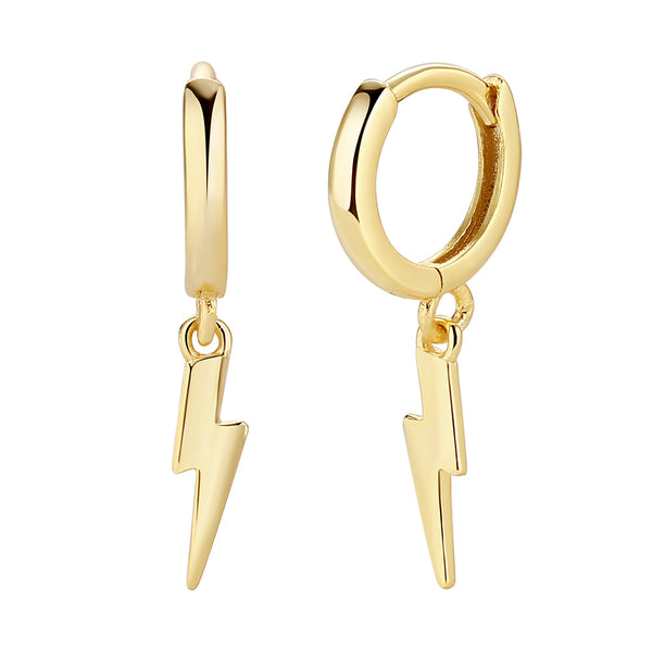 FE0058 925 Sterling Silver Thunder Lightning Hoop Earrings