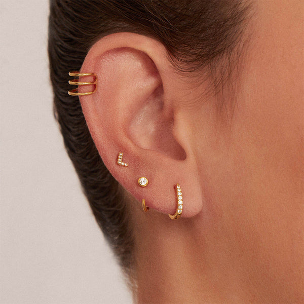 FE1300 925 Sterling Silver U Spark Gold Hoop Earrings