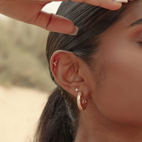 FE1934 925 Sterling Silver Mini Interstellar Star Stud Earrings