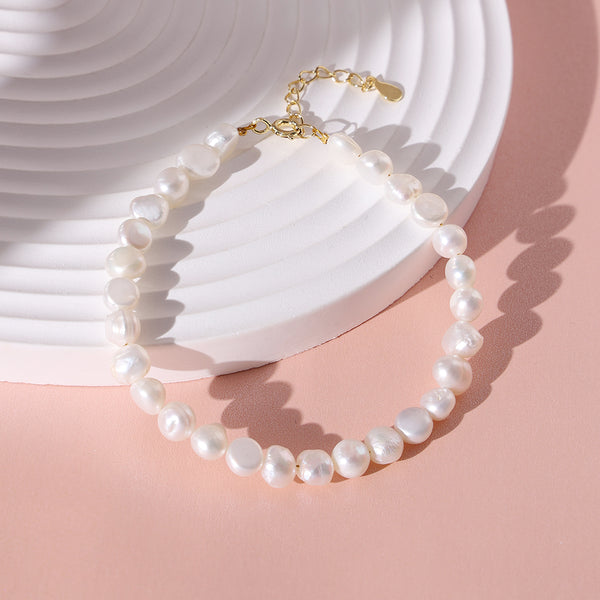 PB0034 925 Sterling Silver 5-6mm Freshwater Pearl Women Bracelets