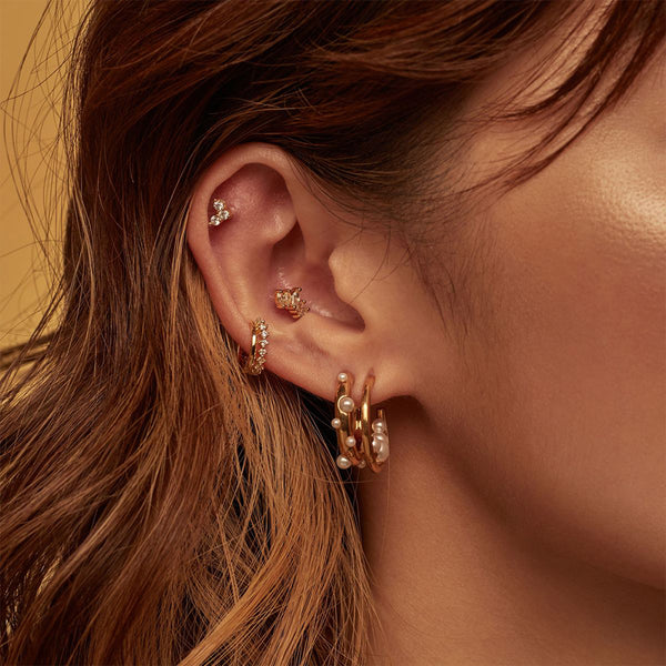 FE1678 925 Sterling Silver Freshwater Pearl Hoop Earring