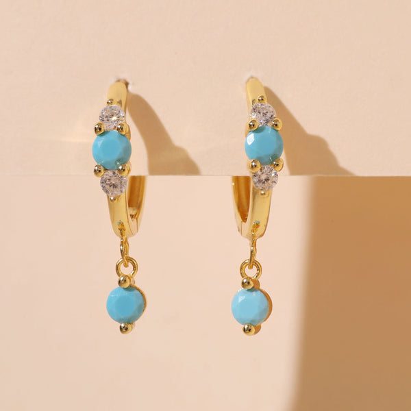 YHE0207 Blue Turquoise High Grade Hoop Earring