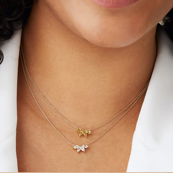 FX0644 925 Sterling Silver Marquise Topaz Necklace