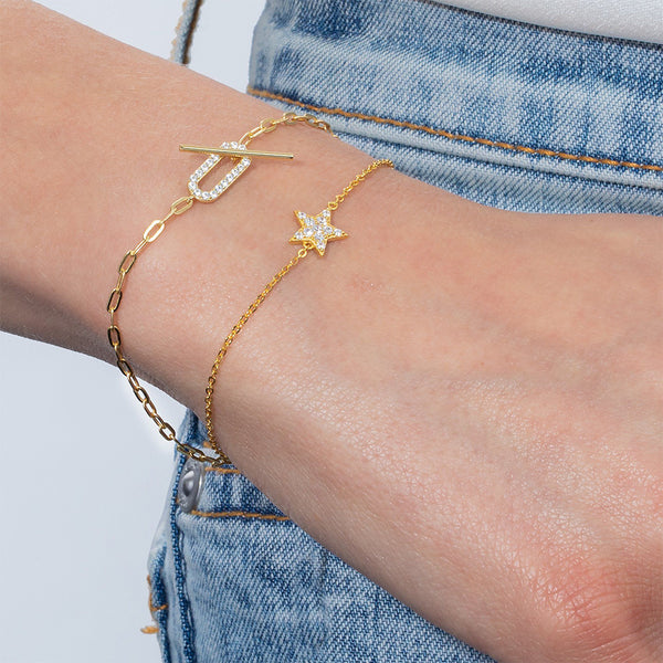 FS0131 925 Sterling Silver Mini Star Bracelet