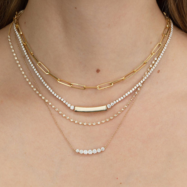 FX0418 925 Sterling Silver Classic Curve Zircon Necklace