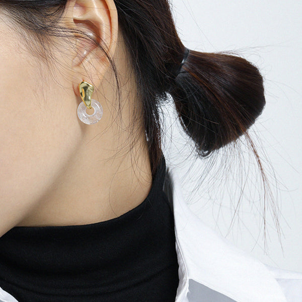 RHE1059 925 Sterling Silver White Crystal Hoops