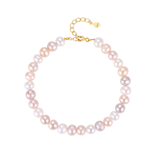 FS0292 925 Sterling Silver Pink Freshwater Pearl Bracelet