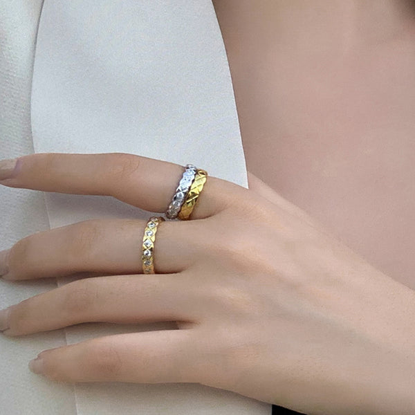 FJ0372 925 Sterling Silver Thick Rings With Zircon